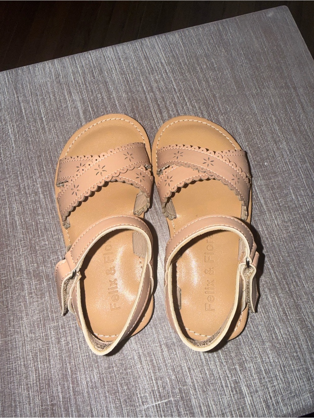 Toddler Neutral Pink Scalloped Strap Sandals
